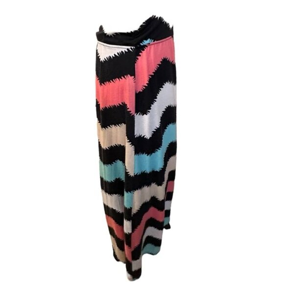 Women’s XL Magazine Black Multi Color Western Style Chevron Maxi Skirt - Picture 5 of 6